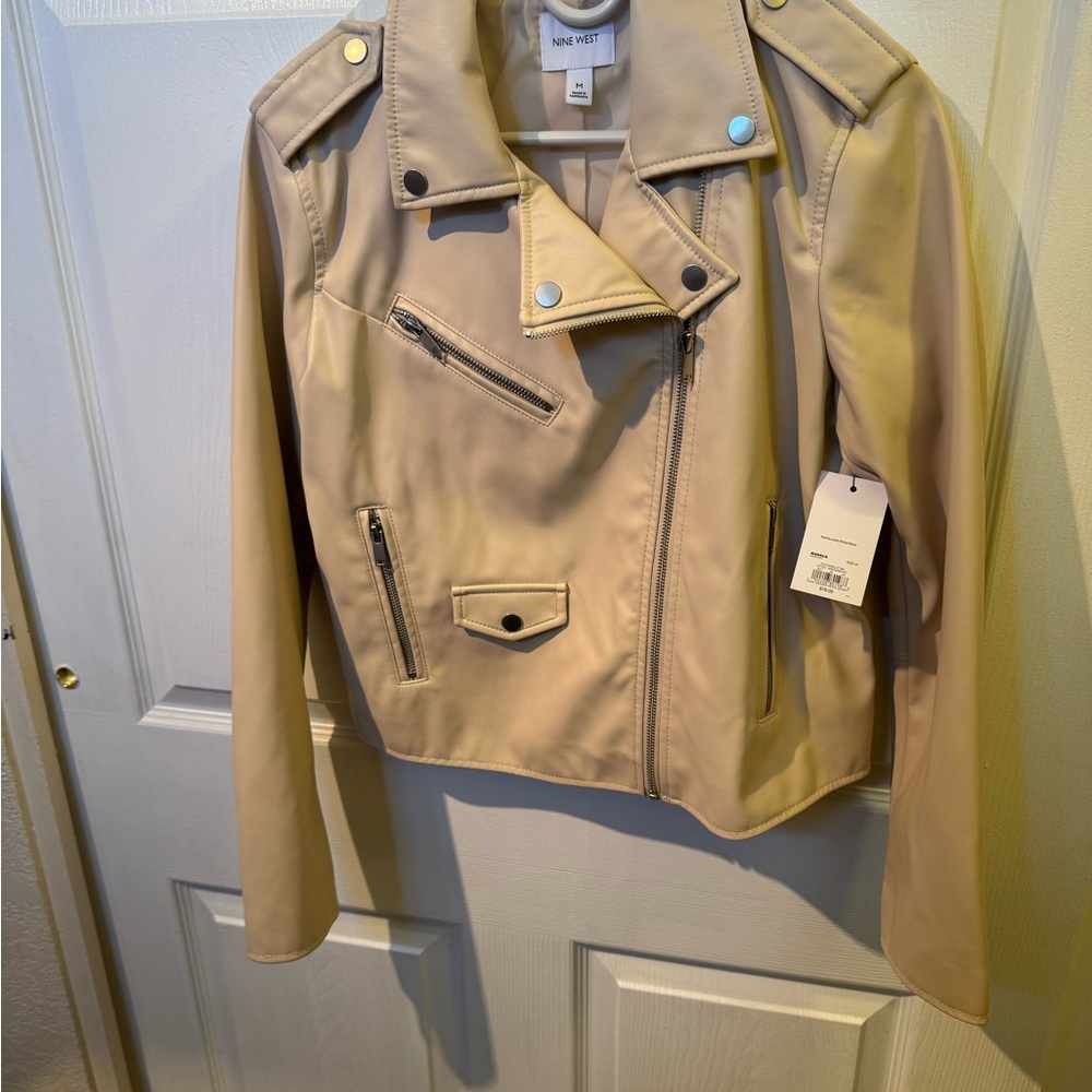 Nine West Beige Leather Jacket for Women